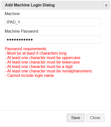 Screenshot of Dialog Box for Adding Machine